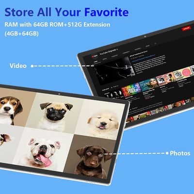 맞춘 Android11 쿼드 코어 10 인치 울트라북 1280x800 IPS 4GB+64GB